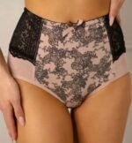 Aukštos kūno spalvos kelnaitės su juodu nėriniu XL-4XL