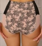 Aukštos kūno spalvos kelnaitės su juodu nėriniu XL-4XL
