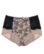 Aukštos kūno spalvos kelnaitės su juodu nėriniu XL-4XL
