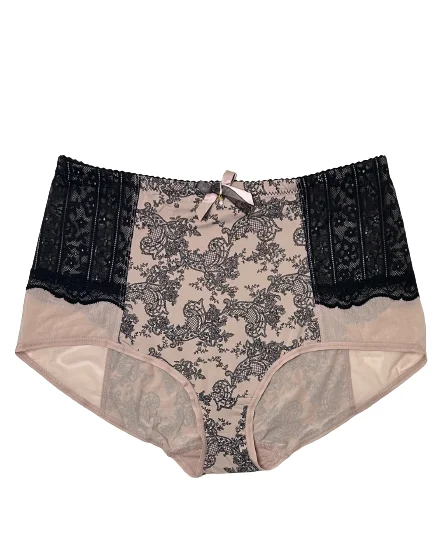 Aukštos kūno spalvos kelnaitės su juodu nėriniu XL-4XL