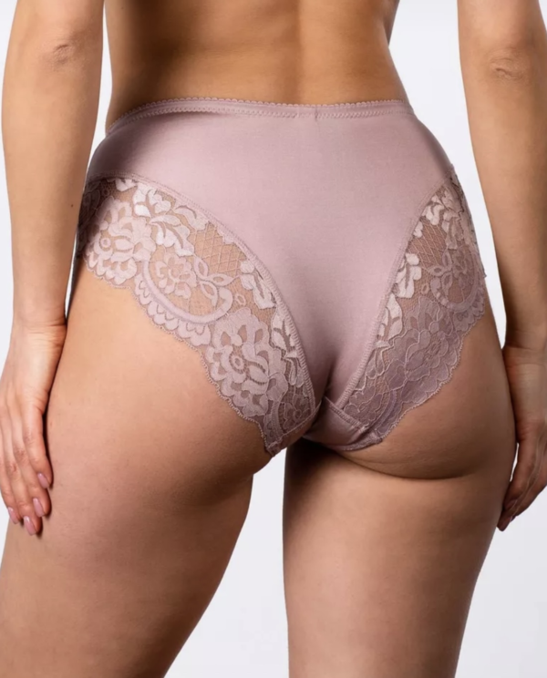 Aukštintos Pelenų Rožės Spalvos Kelnaitės Su Nėriniais L-4XL