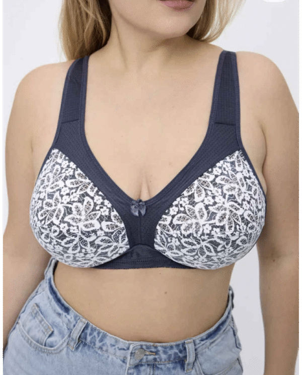 Liemenėlė be lankelių E dydžio tamsiai mėlynos spalvos