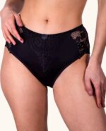 Aukštintos Juodos Spalvos Kelnaitės Su Nėriniais L-4XL