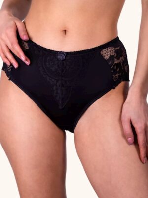 Aukštintos Juodos Spalvos Kelnaitės Su Nėriniais L-4XL