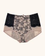 Aukštos kūno spalvos kelnaitės su juodu nėriniu XL-4XL